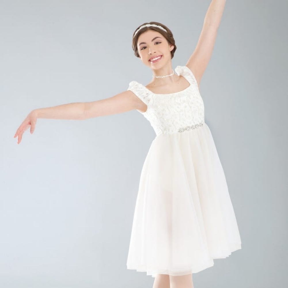 White Cream Color Lyrical Dance Dress